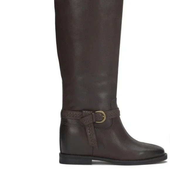 Lucky Brand Size 6.5 Brown Leather Riding Boots NEW Maltet Braided $220 - Picture 2 of 13